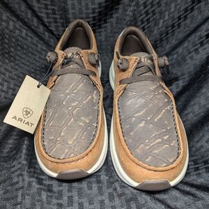 Ariat Brown and Tan Buckeye Loafers.